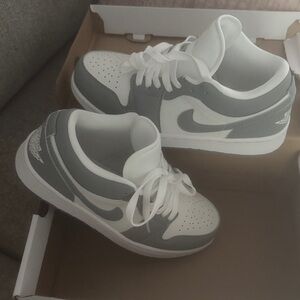 Gray and White Sneakers